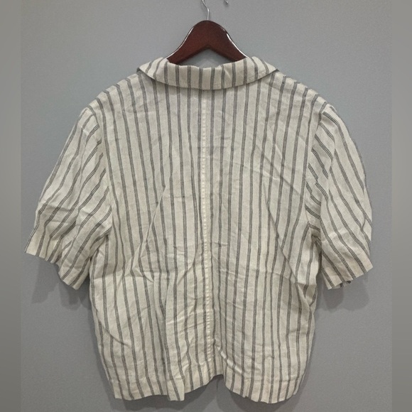 Everlane Linen Striped Boxy Button Down Short Sleeve Shirt - Picture 4 of 5